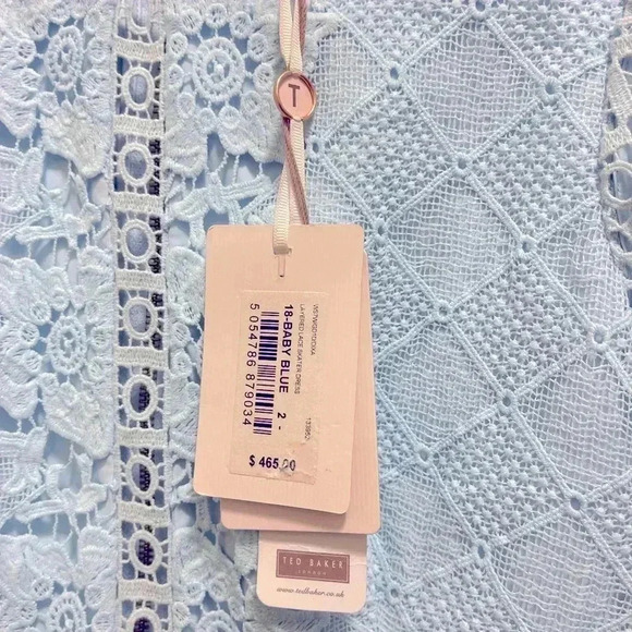 NWT $465 Ted Baker London Dixa Layered Lace Skater Dress baby Blue . - Picture 10 of 12